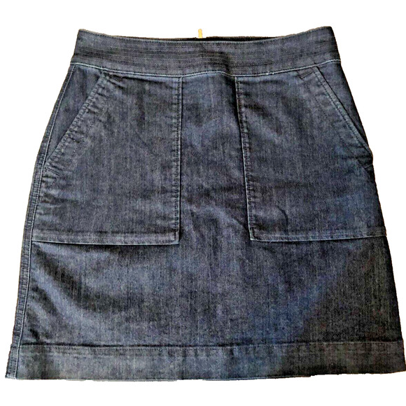 Loft Blue Dark Wash Slash Pocket Denim Pencil Mini Skirt Regular Size 0 - Picture 1 of 4